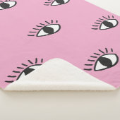 手描モダンきの瞳をぴっと描いたシームレスな模様 シェルパブランケット (3/4)