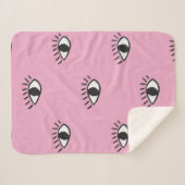 手描モダンきの瞳をぴっと描いたシームレスな模様 シェルパブランケット (正面(横))