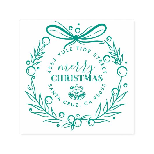手描モダンきクリスマスリース差出人住所 セルフインキングスタンプ (デザイン)