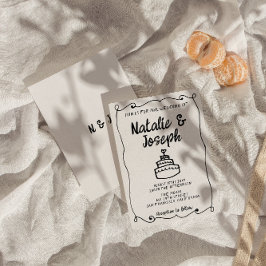 手描モダンきケーキレトロフレユニークー結婚ム 招待状