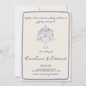 手描モダンきケーキレトロボホ結婚の 招待状 (正面)