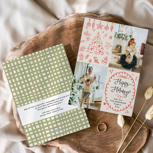 手描モダンきボホハッピーホリデー2写真 シーズンカード