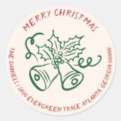 手描モダンき休日差出人住所封筒 ラウンドシール (正面)