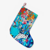 手描モダンき数々の混色メディアアートc スモールクリスマスストッキング (正面 (吊り時))