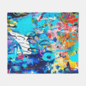 手描モダンき数々の混色メディアアートc フリースブランケット (正面(横))