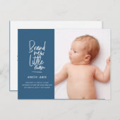 手描モダンき男の赤ちゃん出産の告知 シーズンポストカード (正面/裏面)