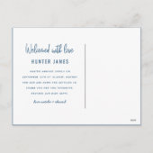 手描モダンき男の赤ちゃん出産の告知 シーズンポストカード (裏面)