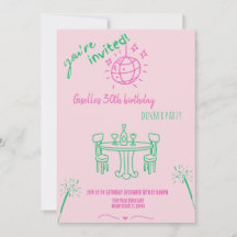 手描モダンき誕生日ディナーパーティの招待状