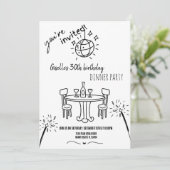 手描モダンき誕生日ディナーパーティの招待状 招待状 (スタンド正面)