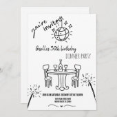 手描モダンき誕生日ディナーパーティの招待状 招待状 (正面/裏面)