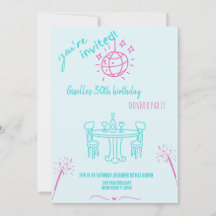 手描モダンき誕生日ディナーパーティの招待状