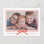 手描モダンき赤い弓1枚の写真 シーズンポストカード (正面)