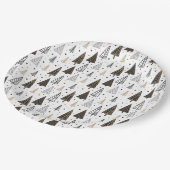 手描モダンき黒金ゴールド松 ペーパープレート (アングル)