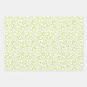 手描ユニークきハートパターン新緑 ラッピングペーパーシート (正面3)