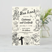 手描不気味きカウボーイテーマハローウィンパーティ 招待状 (スタンド正面)