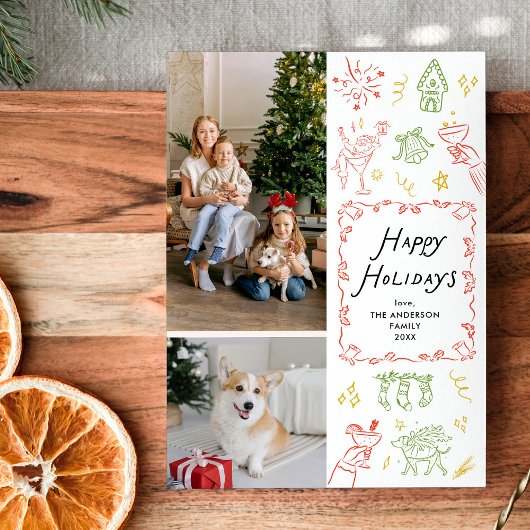 手描予測できなきアイコンHappy Holidays 2写真 シーズンカード