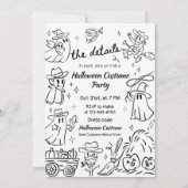 手描予測できなきカウボーイテーマハローウィンパーティ 招待状 (裏面)