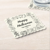 手描予測できなきドードルハッピーハローウィン ペーパーコースター (アングル)
