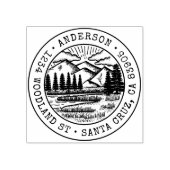 手描素朴きマウンテンラウンド差出人住所 ラバースタンプ (インプリント)