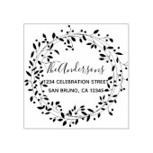 手描素朴き植物性リース差出人住所 ラバースタンプ (インプリント)