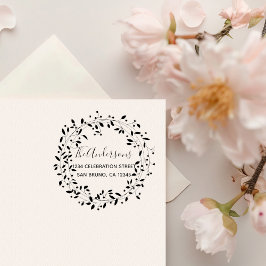 手描素朴き植物性リース差出人住所 ラバースタンプ