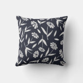 手描素朴き花ネイビーブルー クッション (裏面)