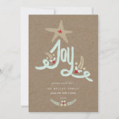 手描素朴き青い喜び書道の葉 シーズンカード (正面)