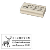 手描素朴き鹿ファミリー名差出人住所 ラバースタンプ (押印)