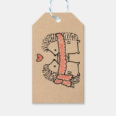 手描素朴き2つのハリネズミのラブギフトラベル ギフトタグ (正面)