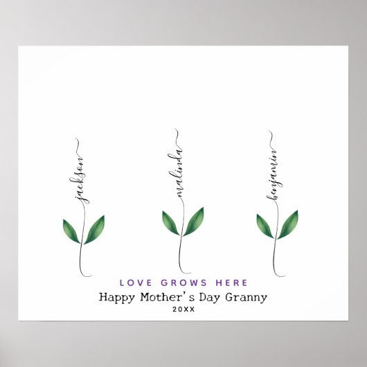 手摺パーソナライズされた花第3条花名 ポスター (正面)