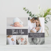 手摺写真コラージュ赤モダンちゃんシャワー サンキューカード (スタンド正面)