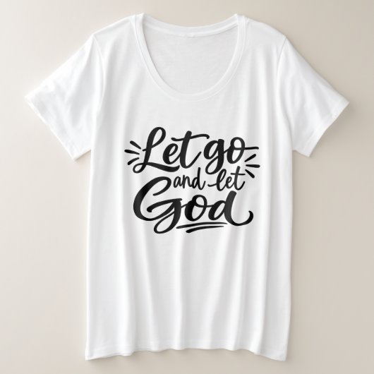 手放して神に任せよ プラスサイズTシャツ (デザイン正面)