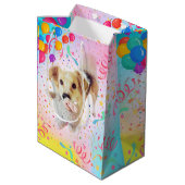 手数料のおもしろい誕生日バッグ-カラフルお祝い ミディアムペーパーバッグ (裏面アングル)