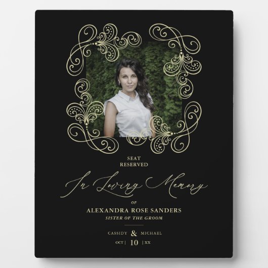 手文字で飾られた黒結婚色記念碑 フォトプラーク (正面)