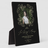 手文字で飾られた黒結婚色記念碑 フォトプラーク (側面)