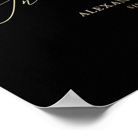 手文字で飾られた黒結婚色記念碑 ポスター (角)