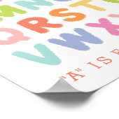 手文字パーソナライズされたレインボーアルファベットプリント ポスター (角)