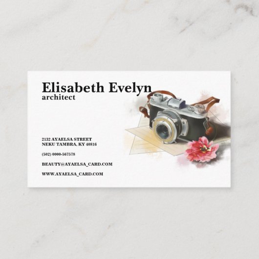 手旅カメラの絵を描花要素 名刺 (裏面)