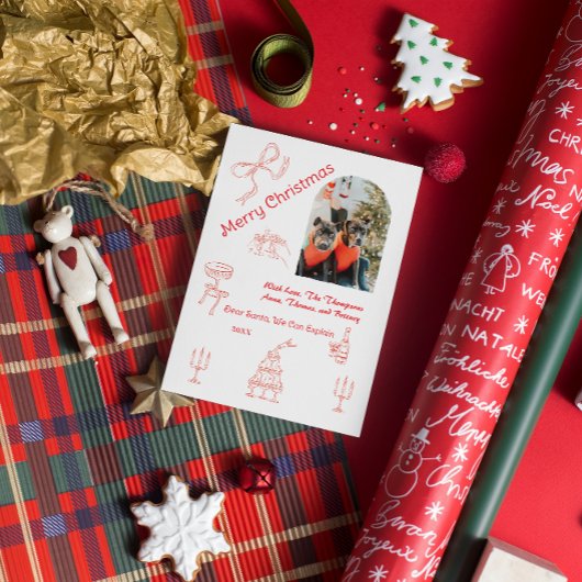 手書お洒落きのクリスマス カード