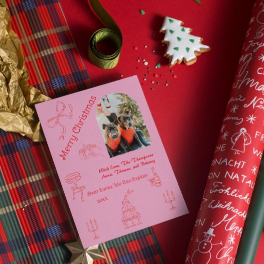 手書お洒落きのクリスマス カード