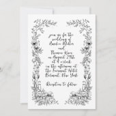 手書お洒落きフローラボ結婚タニカル 招待状 (正面)