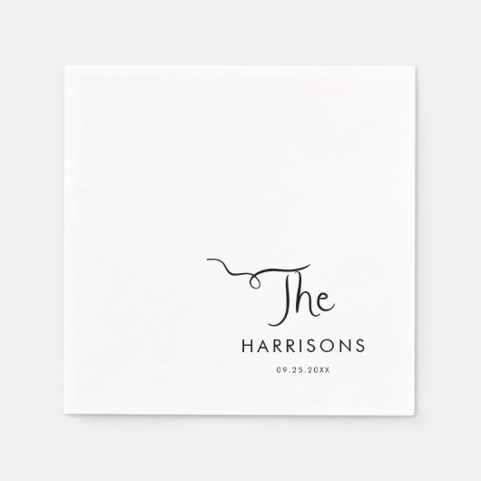 手書お洒落き結婚の スタンダードカクテルナプキン (正面)