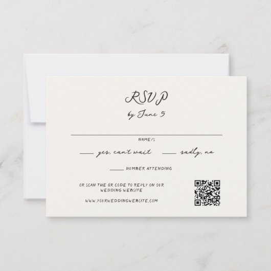 手書お洒落き結婚の 出欠カード (正面)