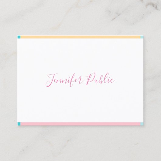 手書かわいらしモダンき名のシンプルテンプレート 名刺 (正面)