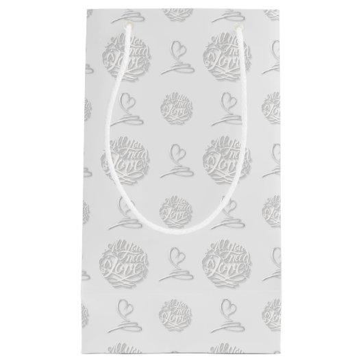 手書きあなたが必要なのは愛のパターン抱き枕 スモールペーパーバッグ (正面)