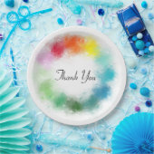 手書きありがとうピンク赤オレンジ黄緑 ペーパープレート (パーティー)