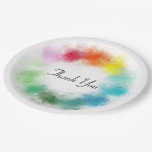 手書きありがとうピンク赤オレンジ黄緑 ペーパープレート (アングル)