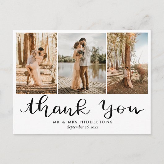 手書きありがとう | モダン結婚写真 ポストカード (正面)