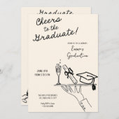 手書きおもしろいウェイター卒業発表 招待状 (正面/裏面)