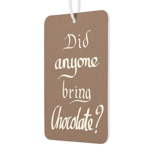 手書きおもしろいタイポグラフィチョコレートブラウン引用文 カーエアーフレッシュナー (左)